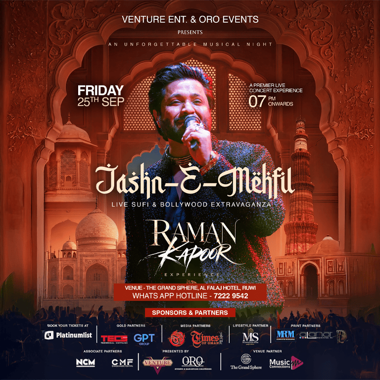 Jashn-e-Mehfil Live Sufi & Bollywood Extravaganza in Muscat – Concerts Jashn-e-Mehfil Live Sufi & Bollywood Extravaganza in Muscat Concerts